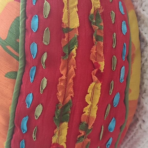 Pier 1 Imports 2 round bright floral pillows - Picture 3 of 6